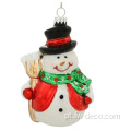 Boneco de neve colorido com ornamento de Natal de vidro de sinal